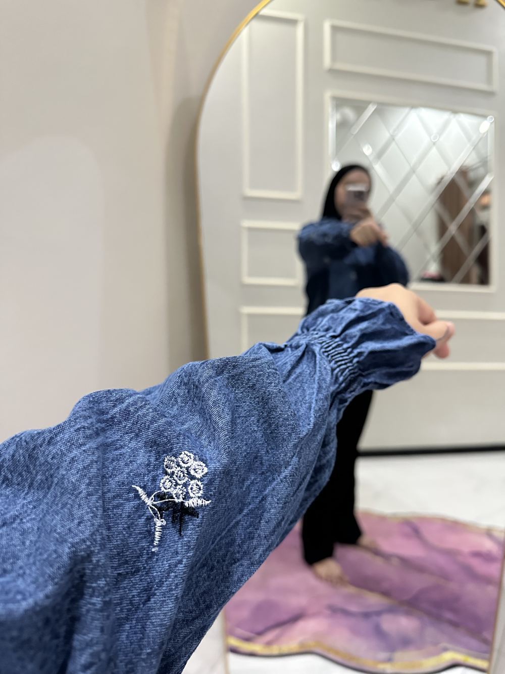 Kemeja High Low Jeans Bunga - foto 4