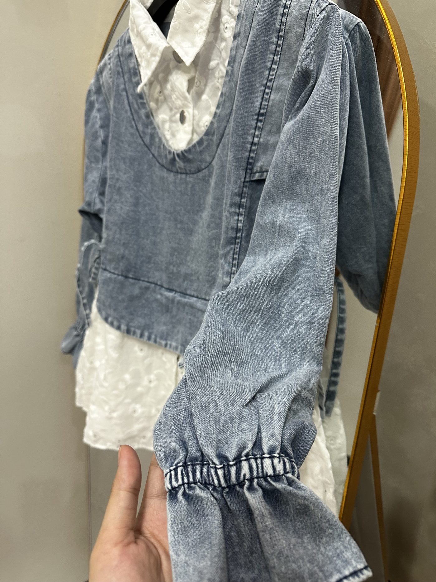 Blouse jeans mix brukat tali - foto 2
