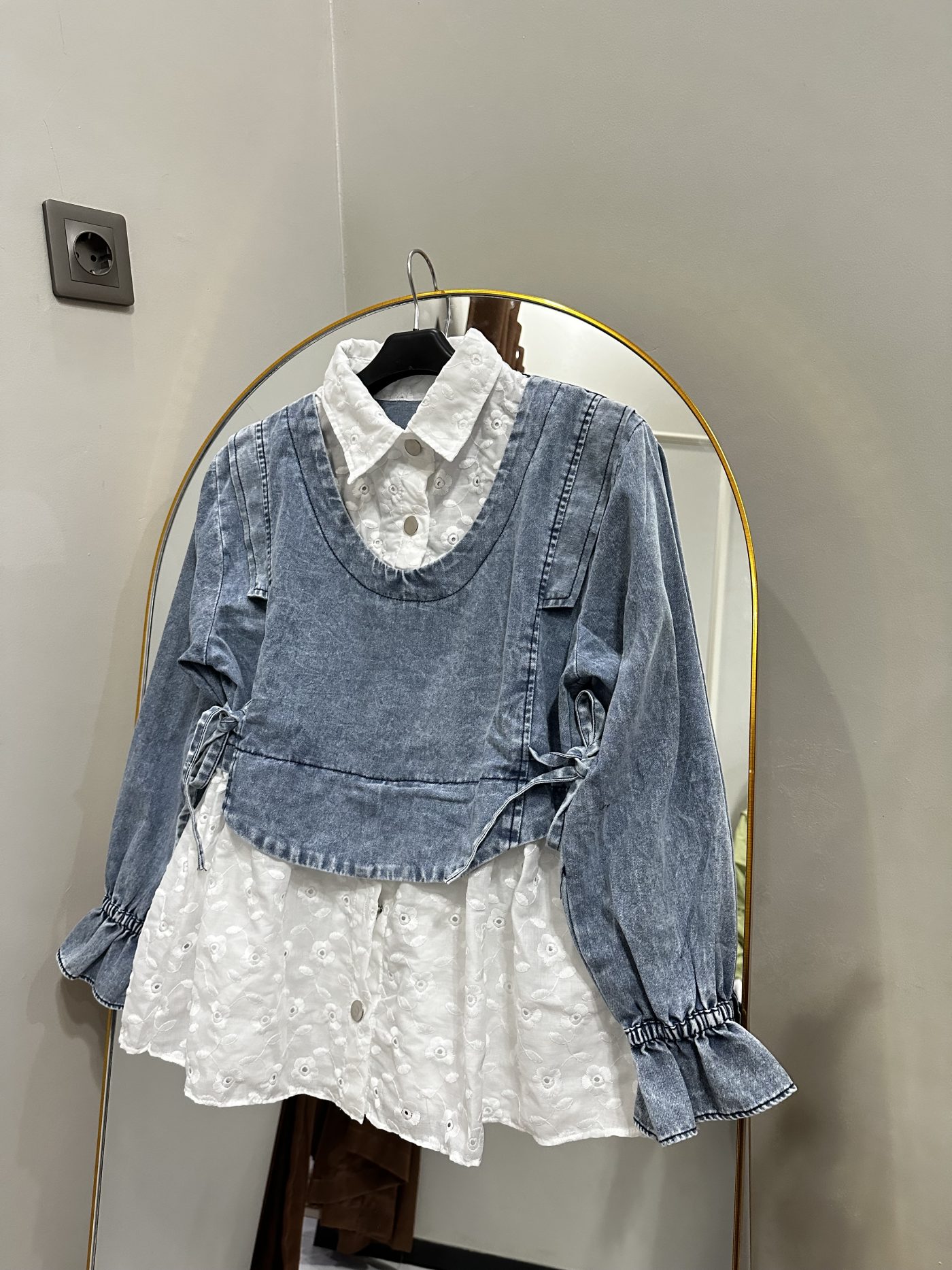 Blouse jeans mix brukat tali - foto 3