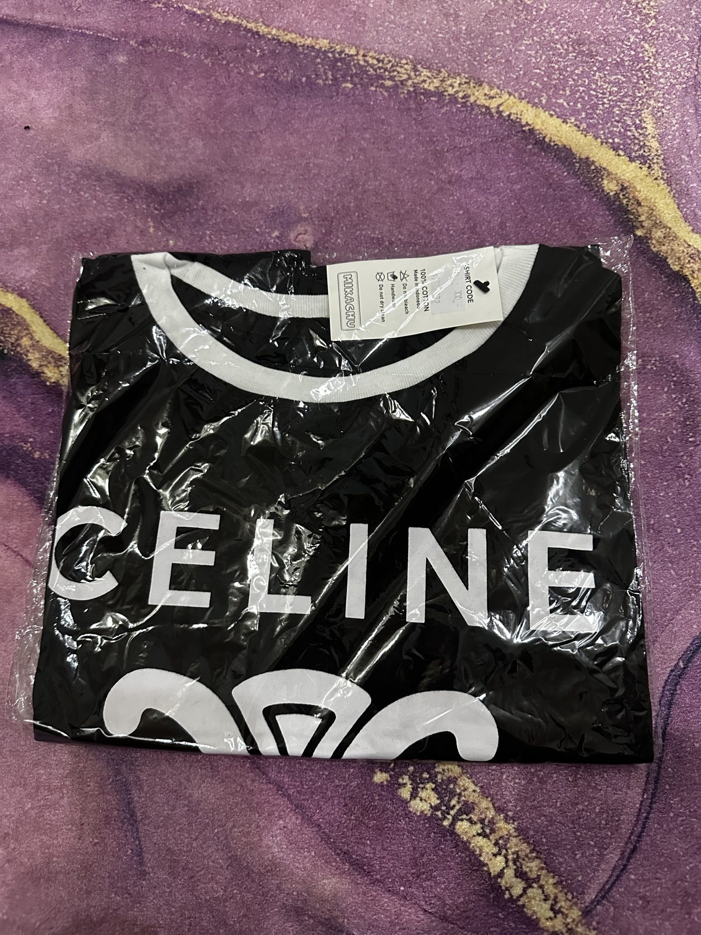 Kaos Crop Celine - warna hitam