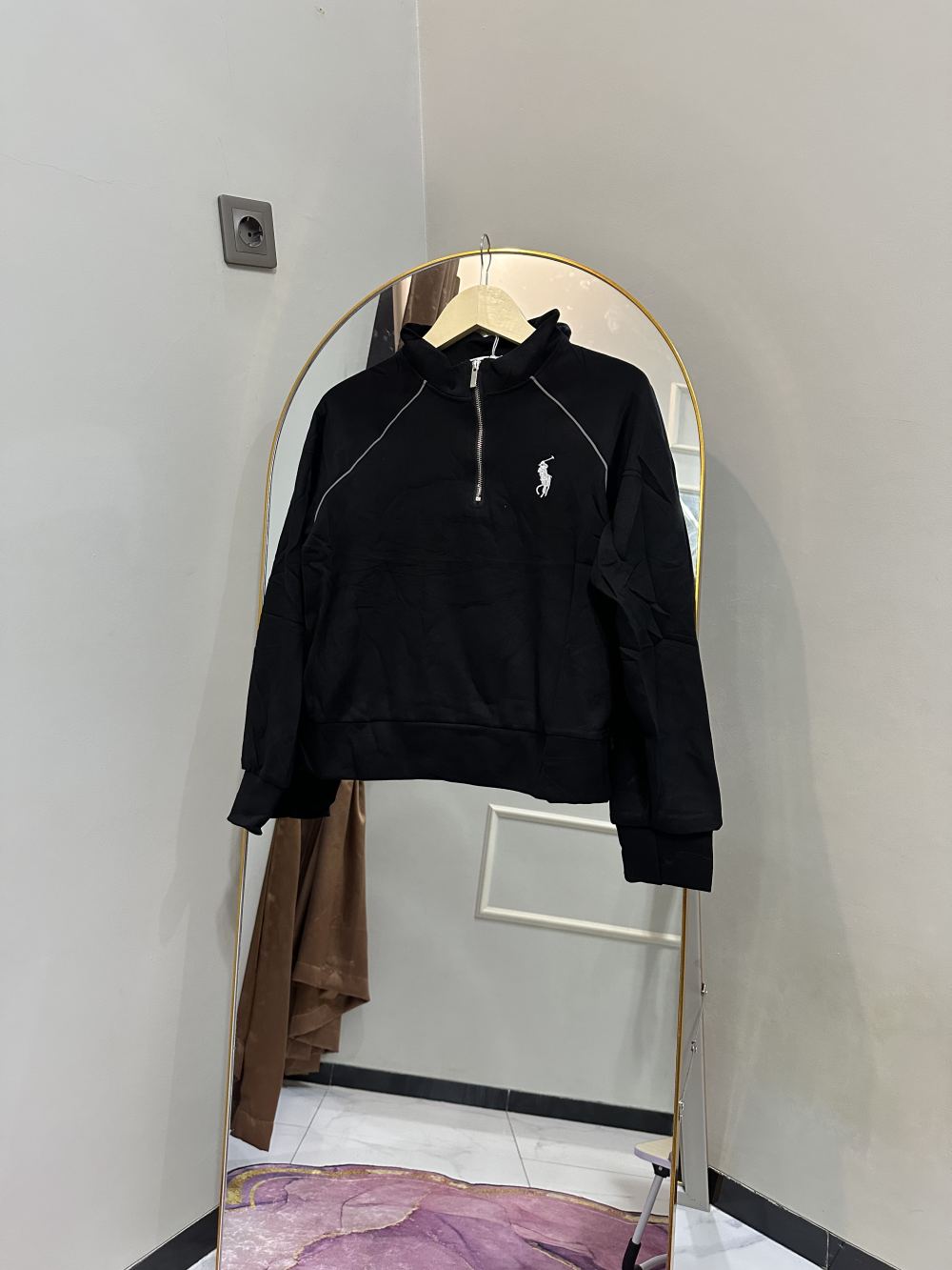 Half zip sweater - warna Hitam