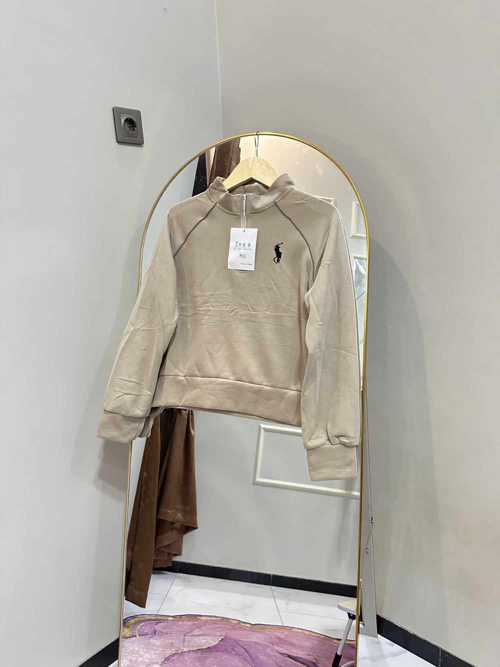 Half zip sweater - warna Taupe