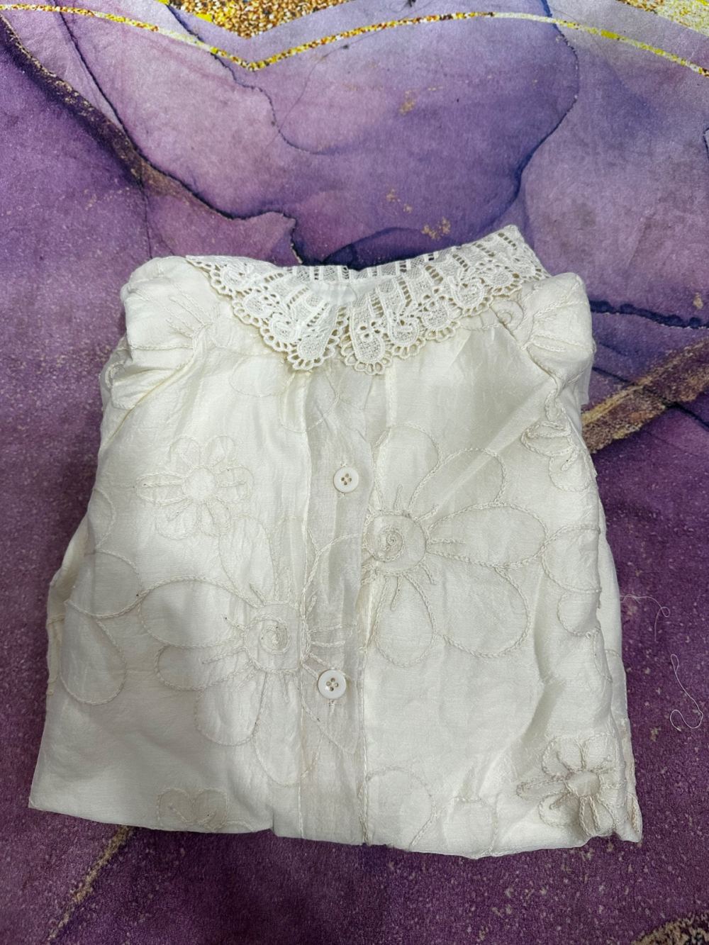 Blouse tangan balon - warna Cream